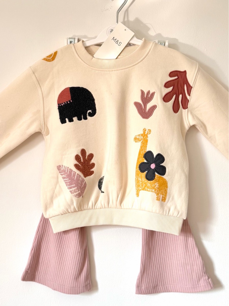 M&S girls sweat top and flare leggings, 2-3 years