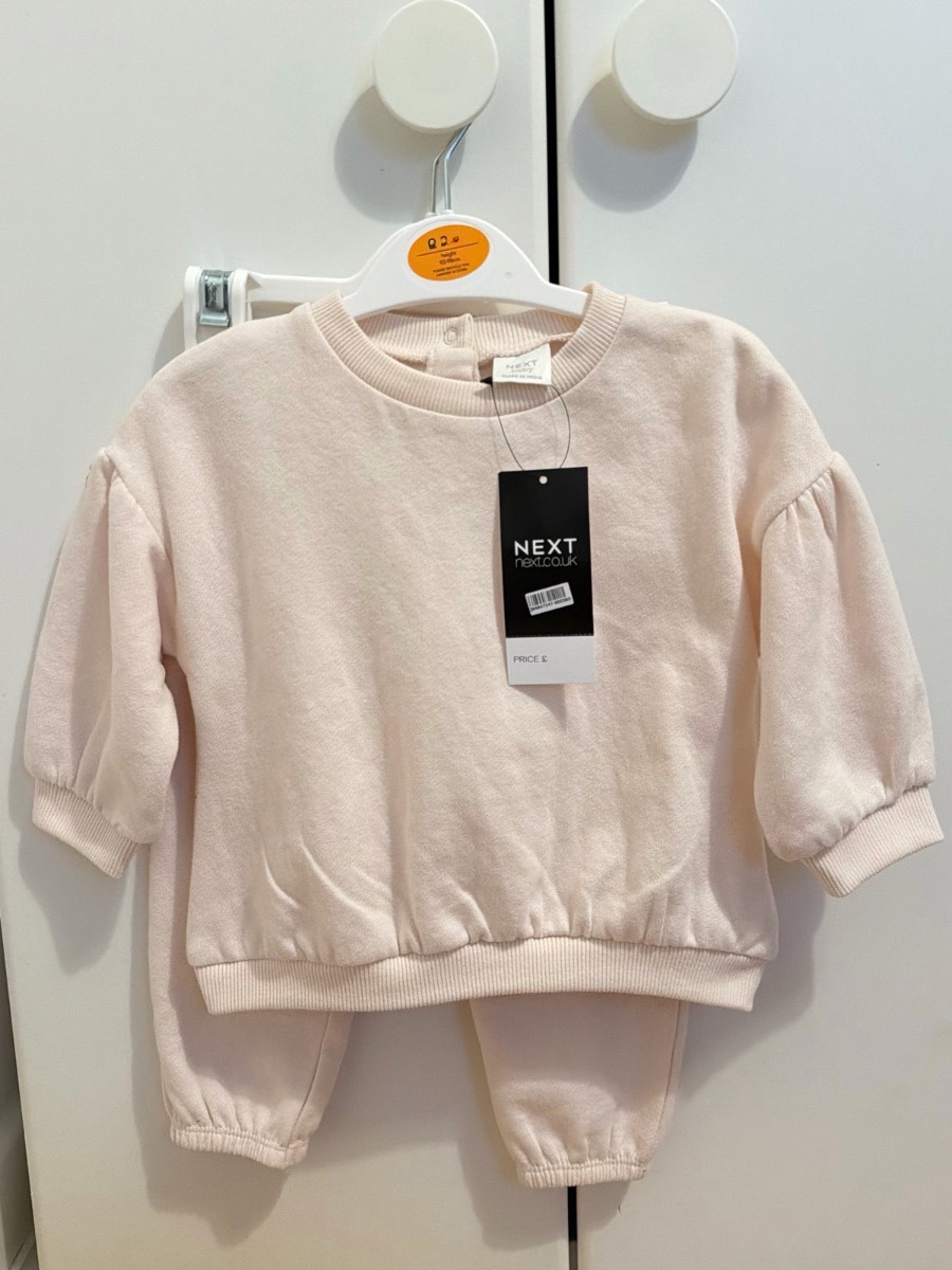 Next light pink sweat top and legginsg set, 6-9 months
