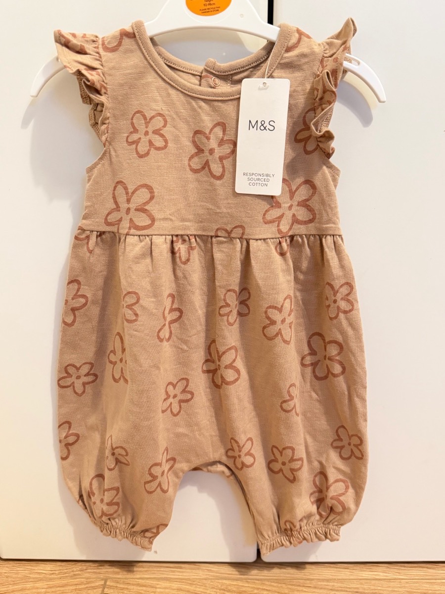 M&s girls romper floral 6-9 months
