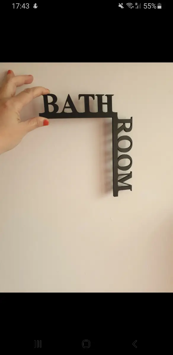 Black bathroom 3D printed sign