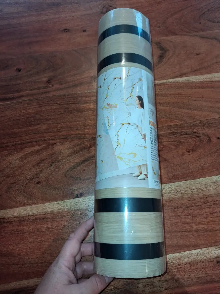 Self-adhesive wood grain light and dark stripe wallpaper