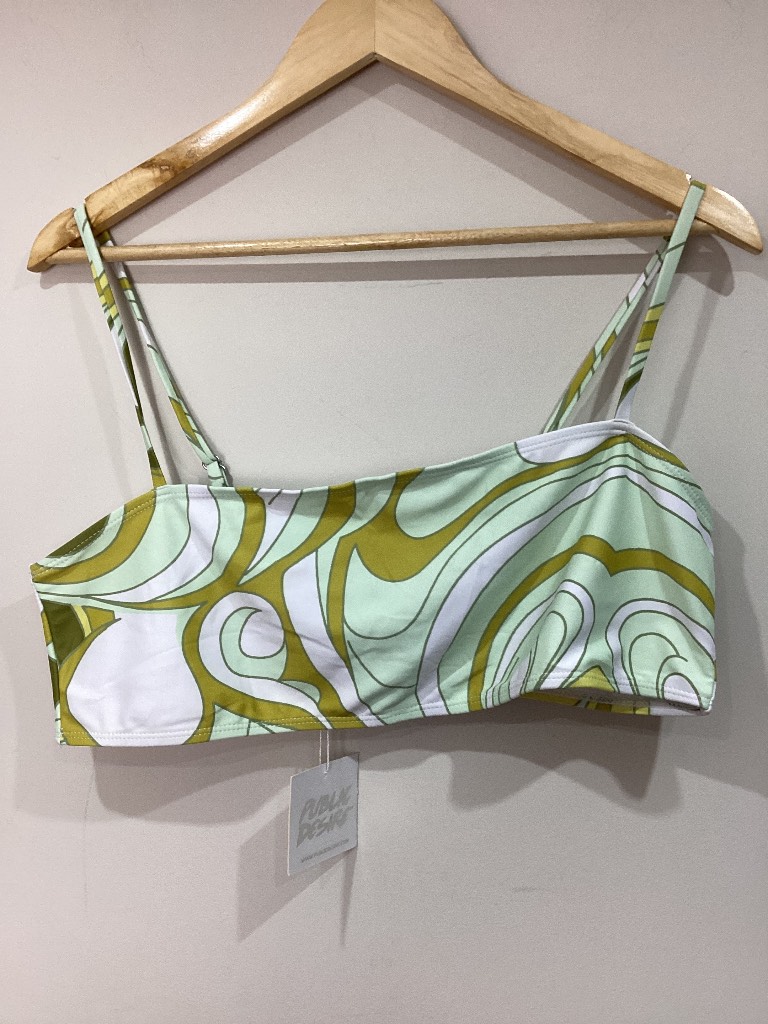 Public Desire Abstract Print Bikini Top UK 16 Mint Green Adjustable Strap Swimwear NWT