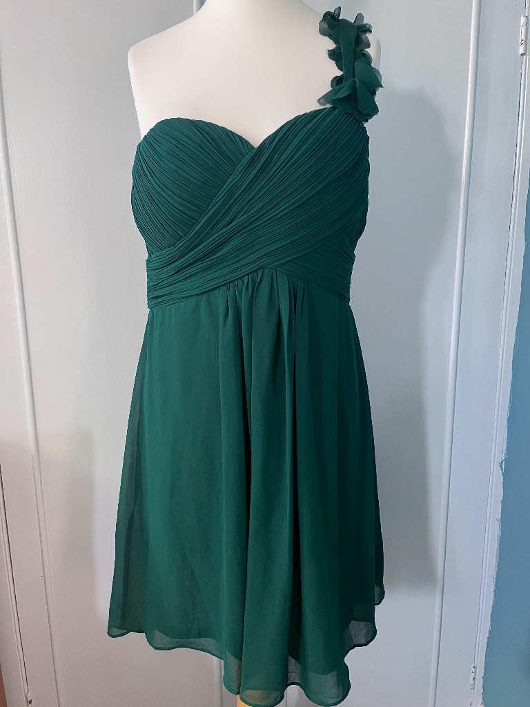 Ever-Pretty Emerald Green One-Shoulder Occasion Dress - Size UK 14