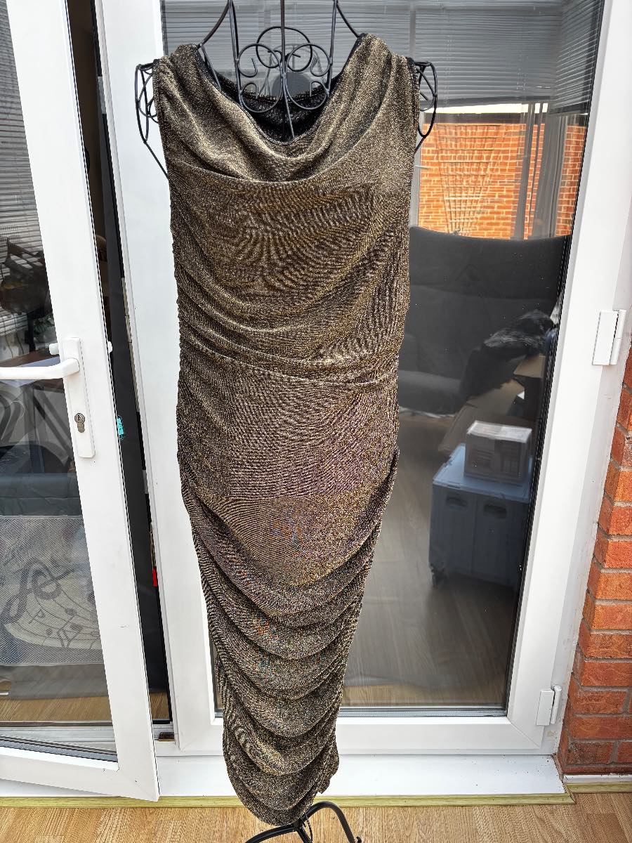 Shein Sxy Metallic Shimmer Maxi Dress Bnwt - UK Size 12