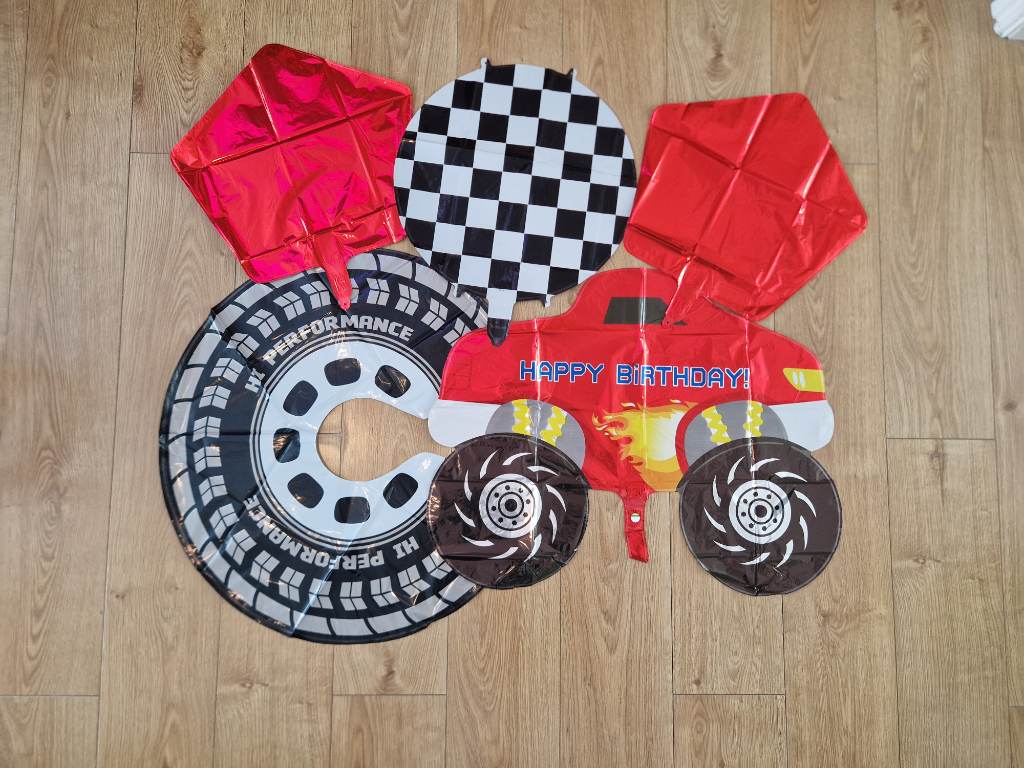Monster truck foil balloons. Birthday party decorations and supplies