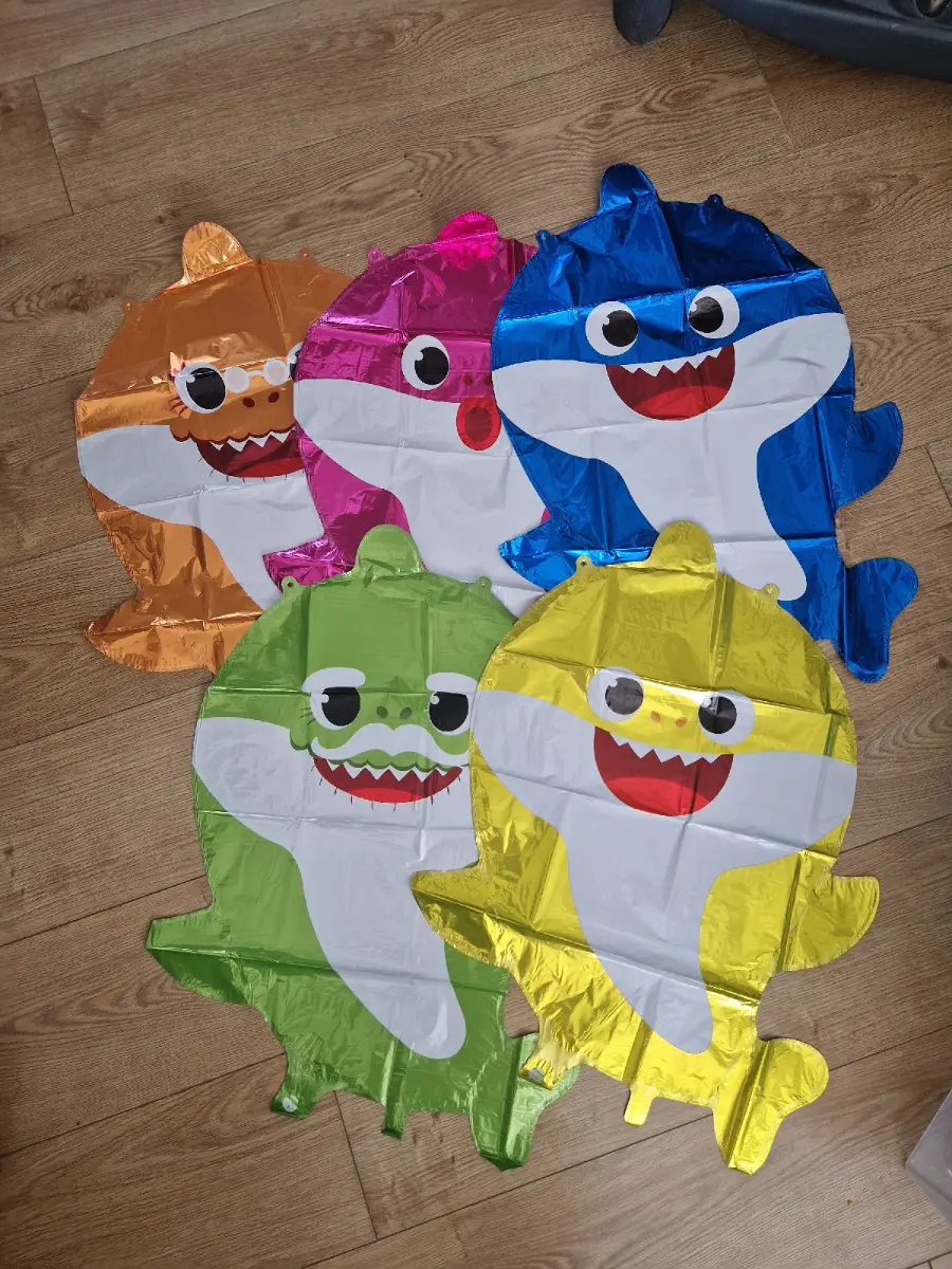 Baby shark foil birthday party balloons. Party decorations and supplies