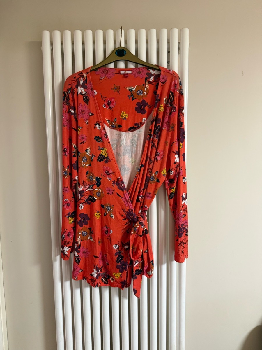 Joe Browns Orange Floral Wrap Top Size 22