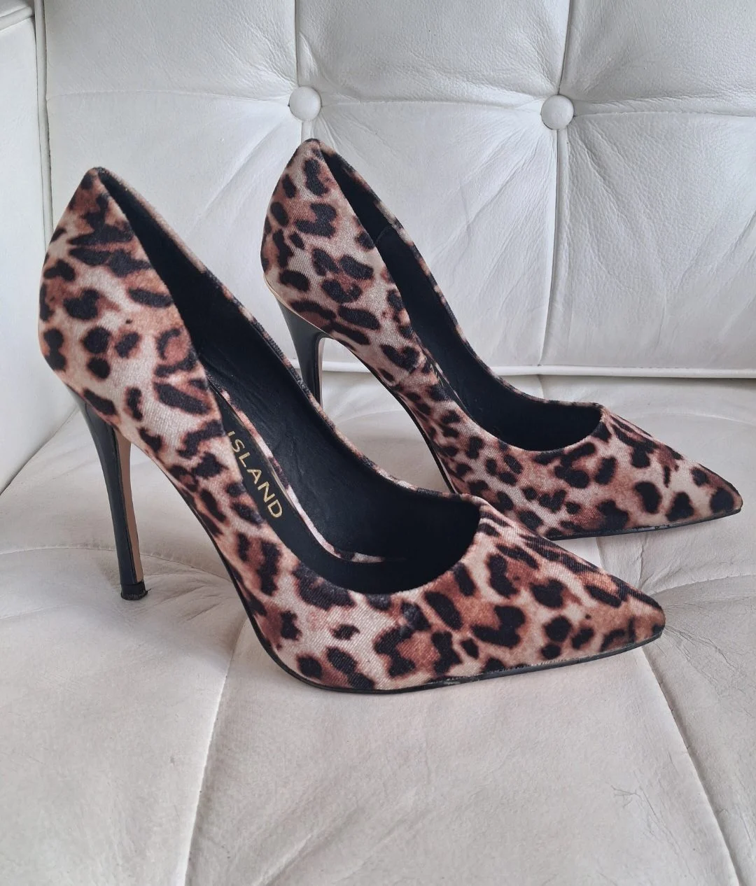 River Island Leopard Print Pointed Toe Stiletto High Heels – Wide Fit/4