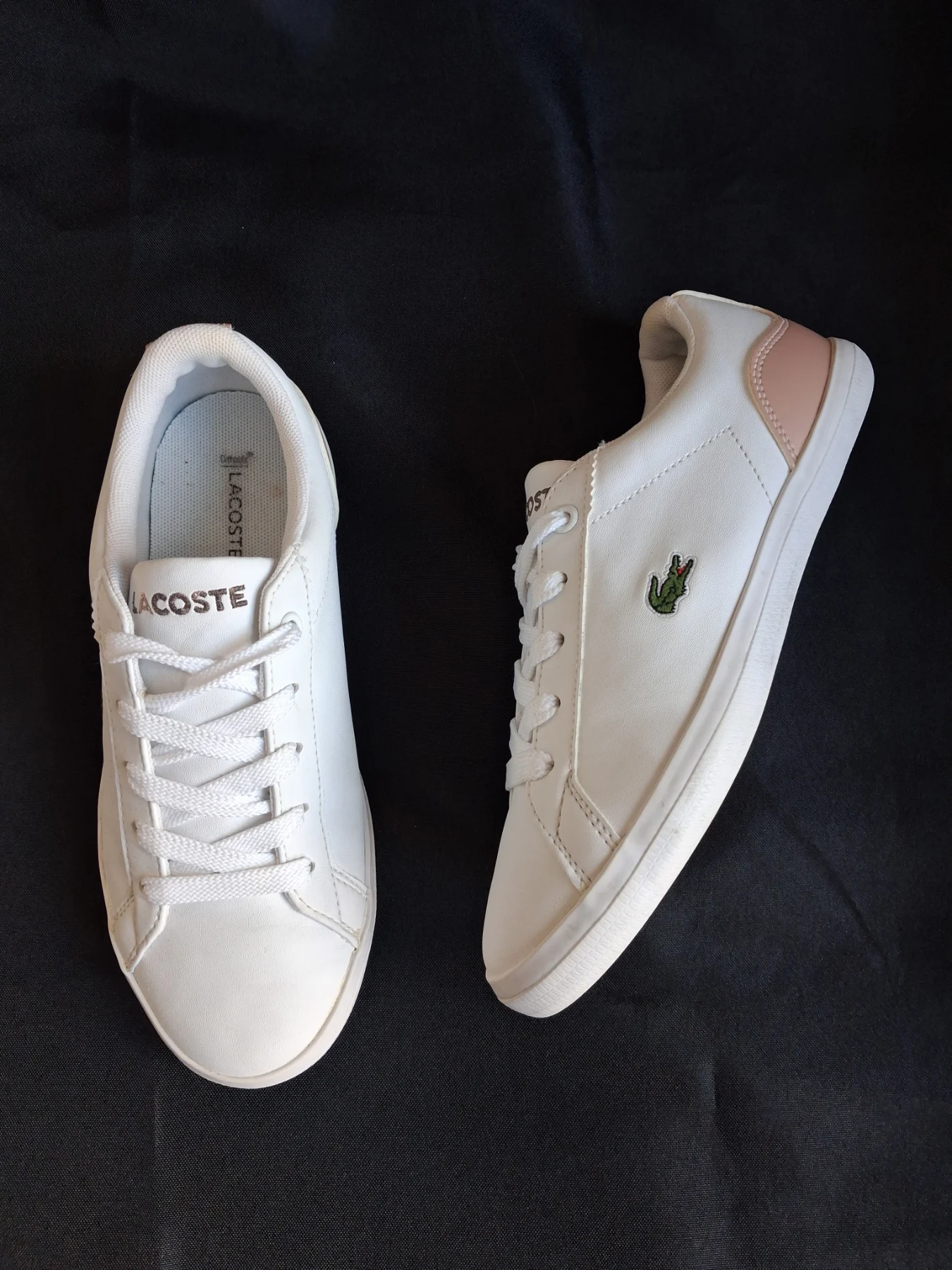 Lacoste Junior Lerond White/Rose Gold Trainers Size UK 1