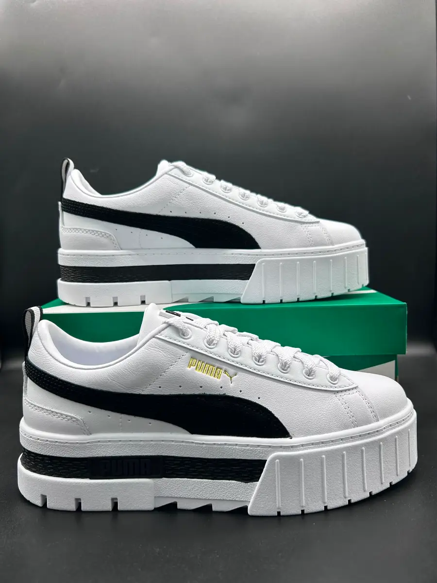 Puma Mayze Leather Women’s Trainers UK 6 EU 39 White Black BNIB 38198301