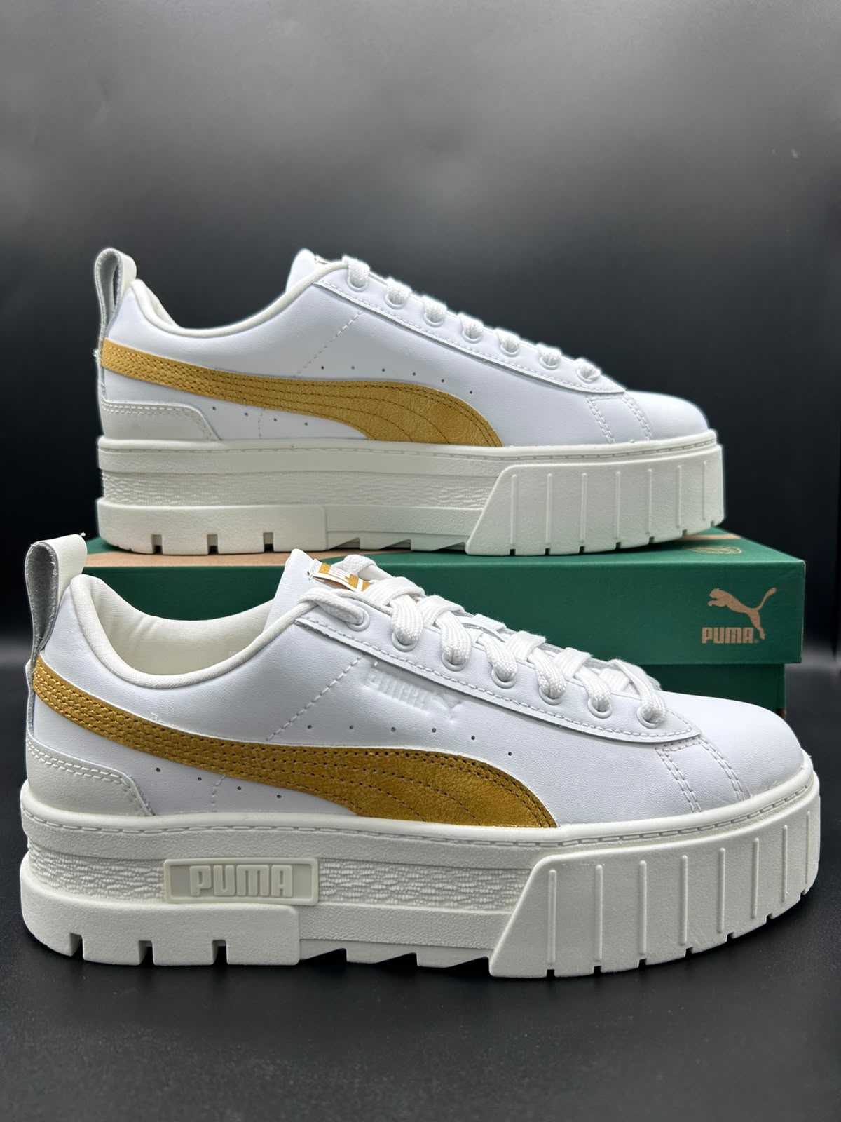 Puma Mayze Lux Womens Platform Trainers UK 6 EU 39 White Gold BNIB 40126102