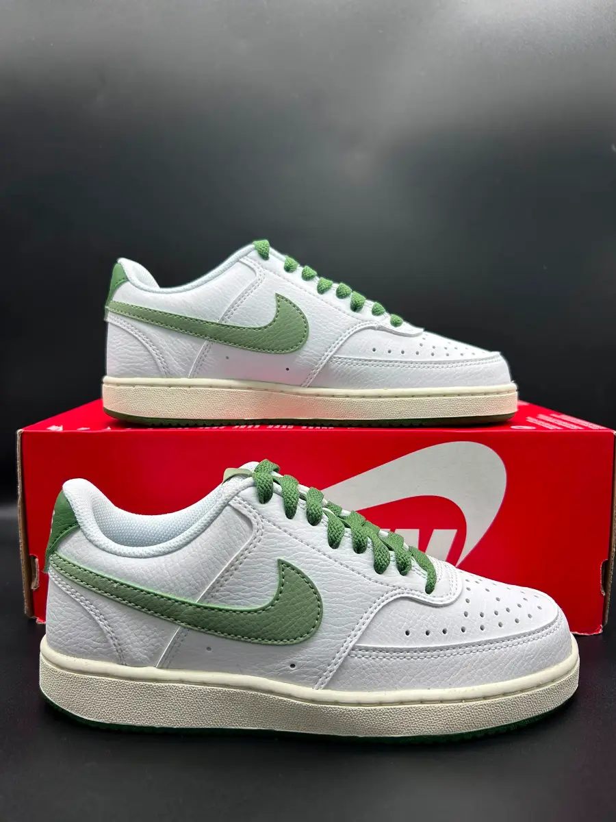 Nike Court Vision Lo White Olive Leather Trainers UK 5 EU 38 NEW FJ5480100