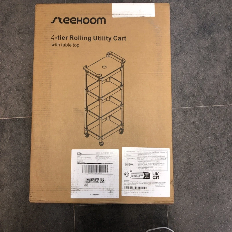 Steehoom 4 Tier Rolling Utility Cart With Table Top BNIB