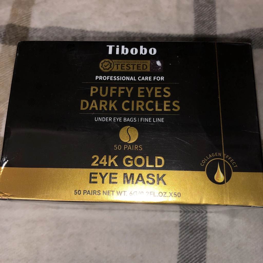 Tibobo 24K Gold Under Eye Mask Patches for Dark Circles Puff Eyes Box X 50 Pairs