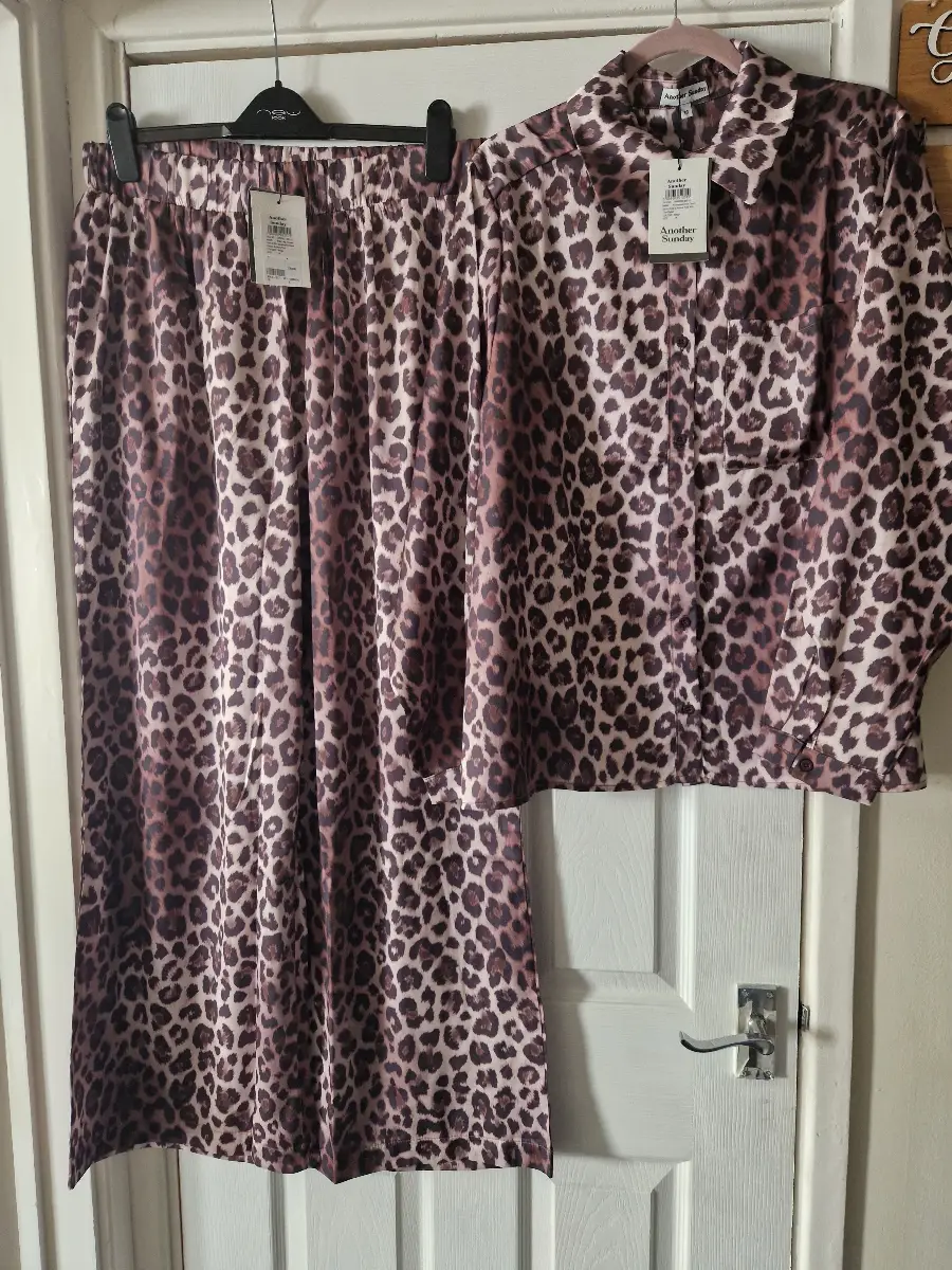 button-down shirt and matching wide-leg trouserss co-ord set