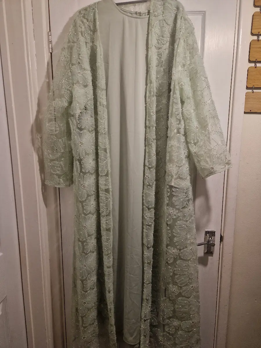Open abaya 3d cardigan and slip dress  set XL