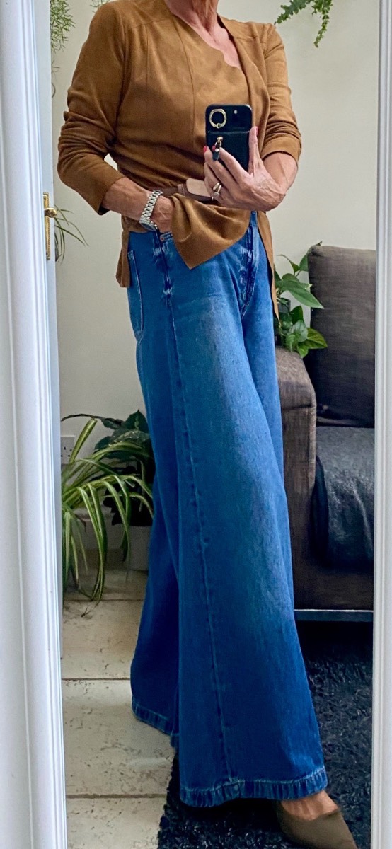M&S palazzo jeans DK Indigo size 12S VGC