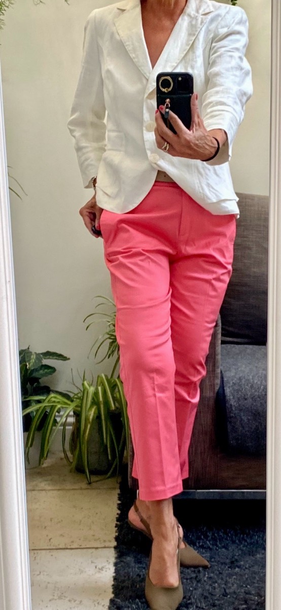 M&S collection summer cotton straight leg trousers size 10 VGC