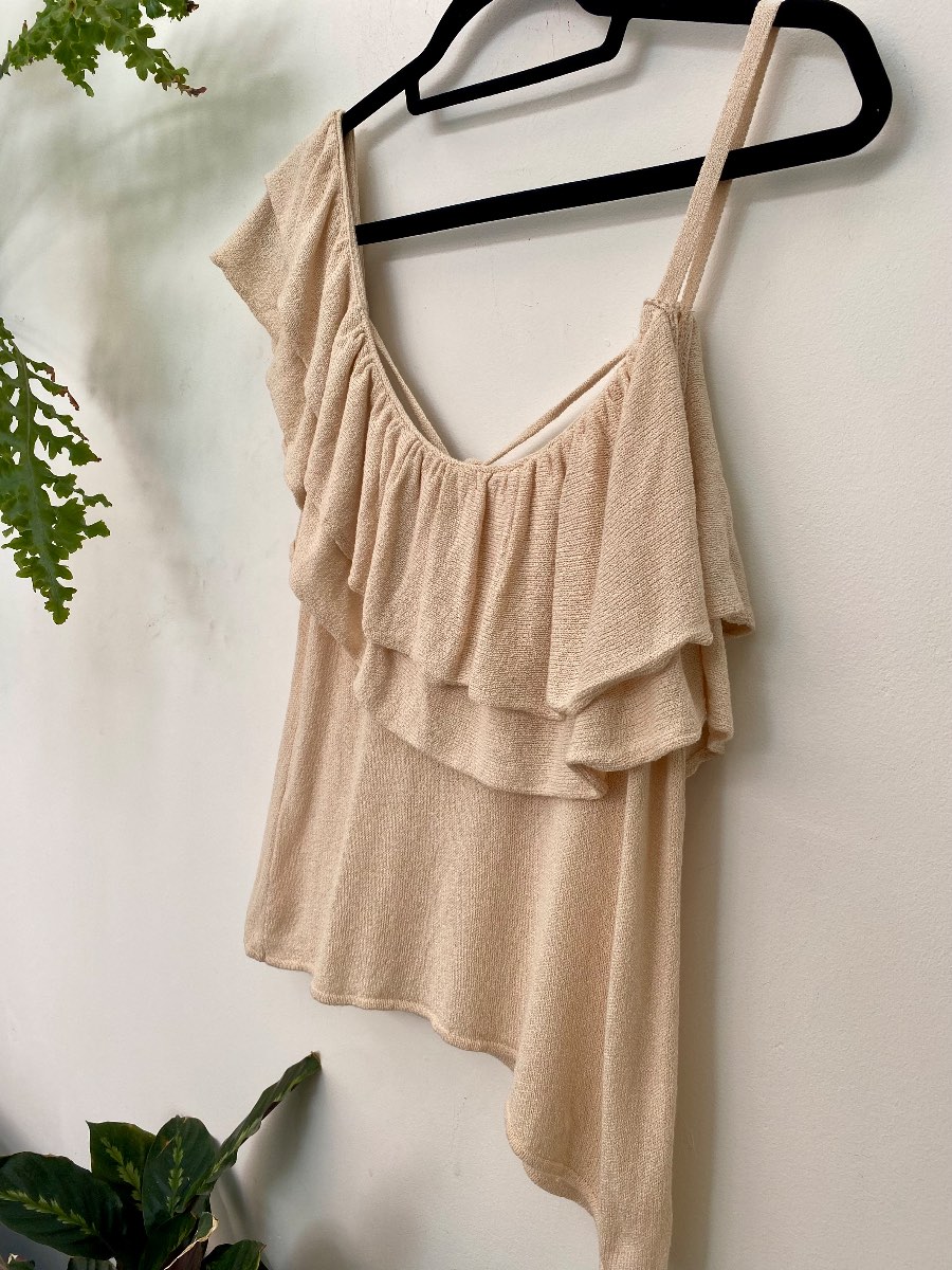 Zara beige ruffle detail sumner top size 12 VGC