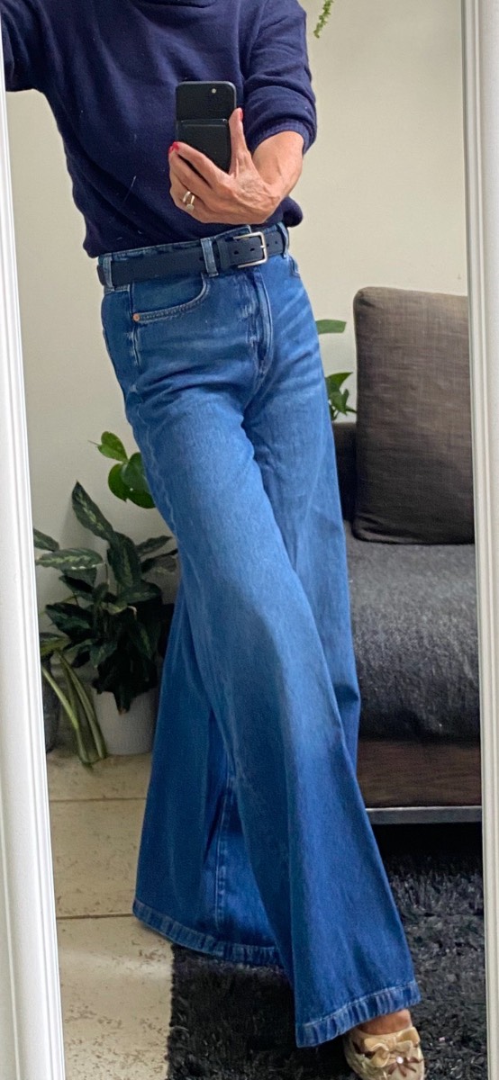 M&S palazzo jeans DK Indigo size 10R VGC