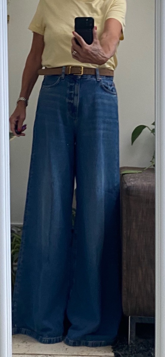 M&S palazzo jeans DK Indigo size 10L W30”L31” VGC