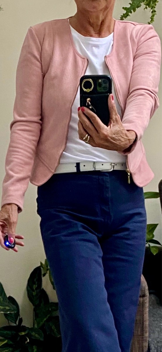 Dusky pink faux suede jacket size 8 VGC