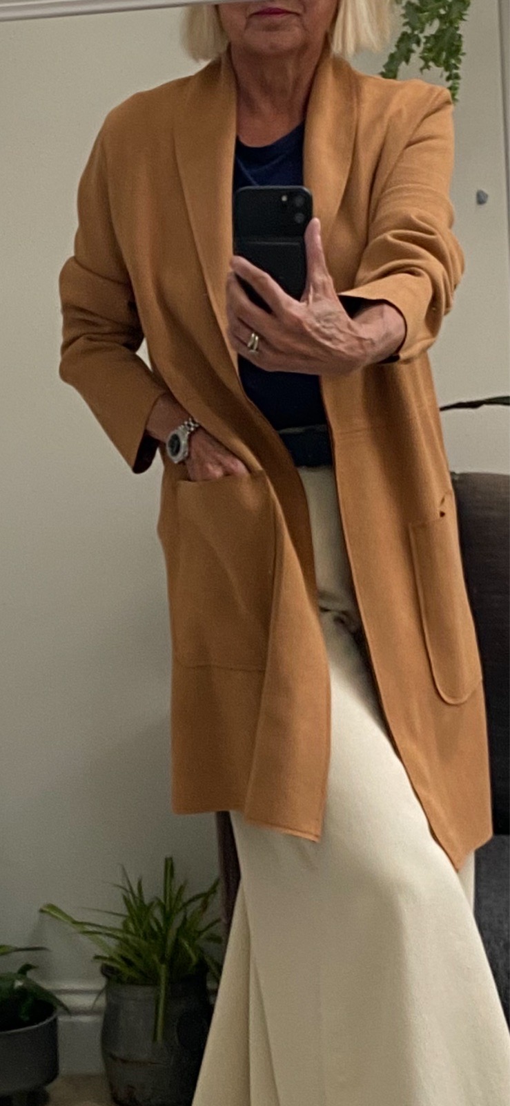 Zara faux suede caramel  duster style coat size 8  VGC