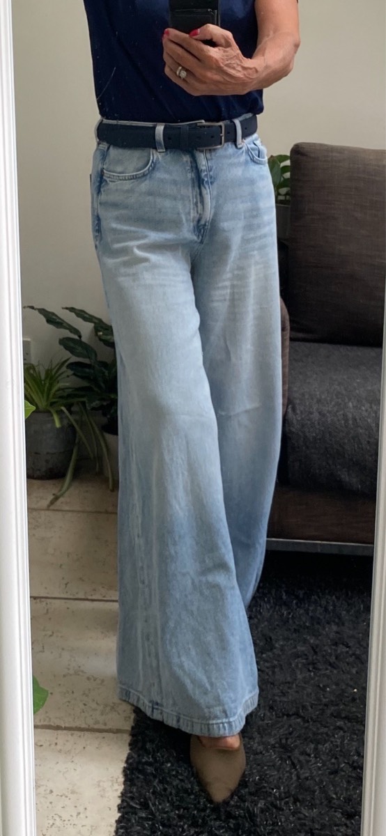 M&S palazzo jeans light indigo size 10R VGC