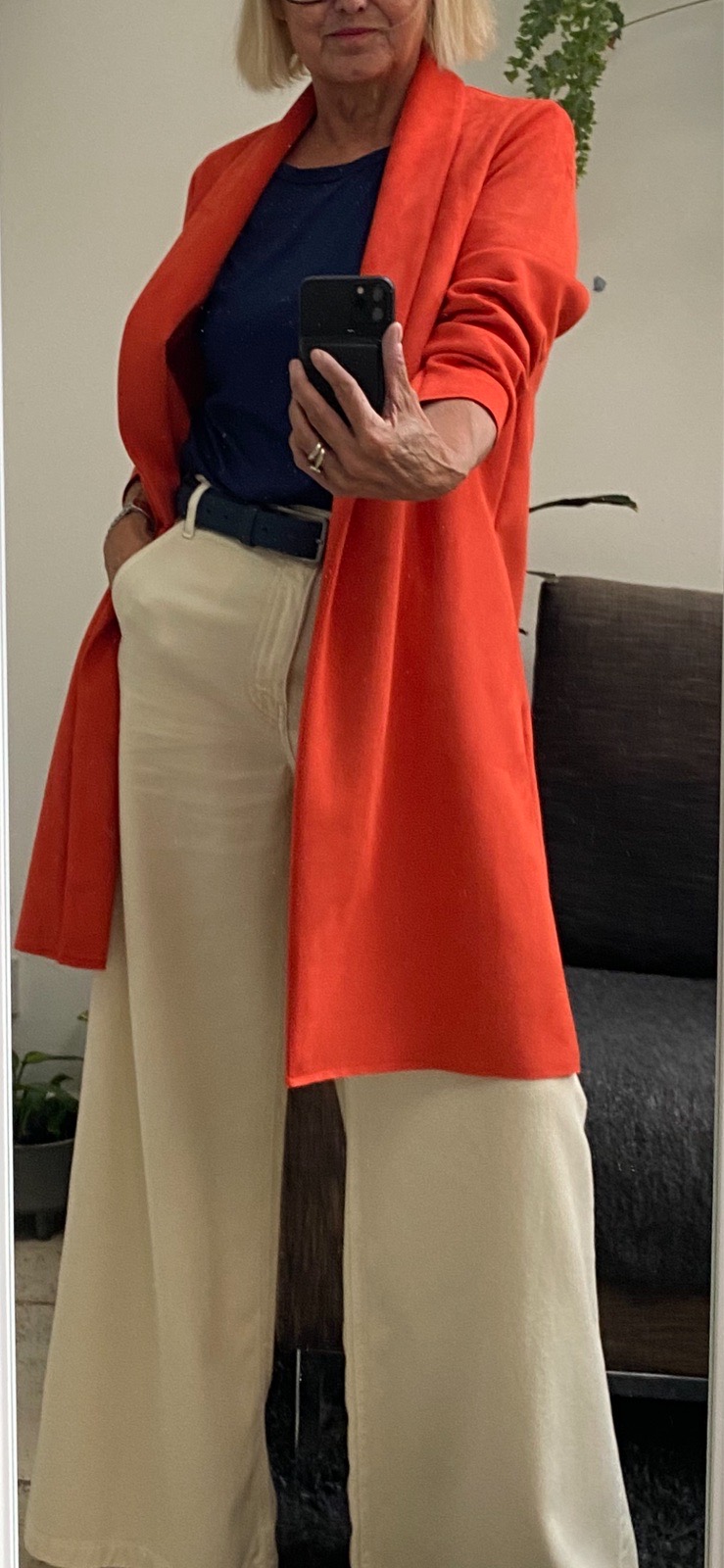Zara burnt Orange faux suede duster coat size 8 VGC