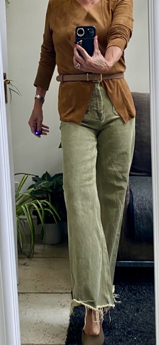 Zara marine style jeans olive size 10