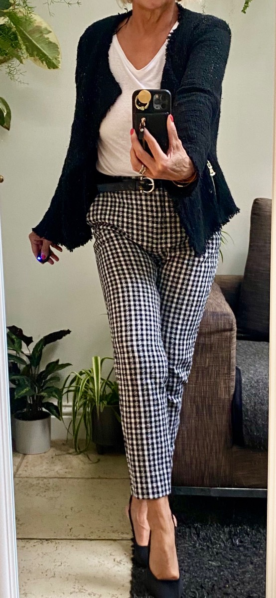 Zara gingham tailored cropped trousers size 10 VGC