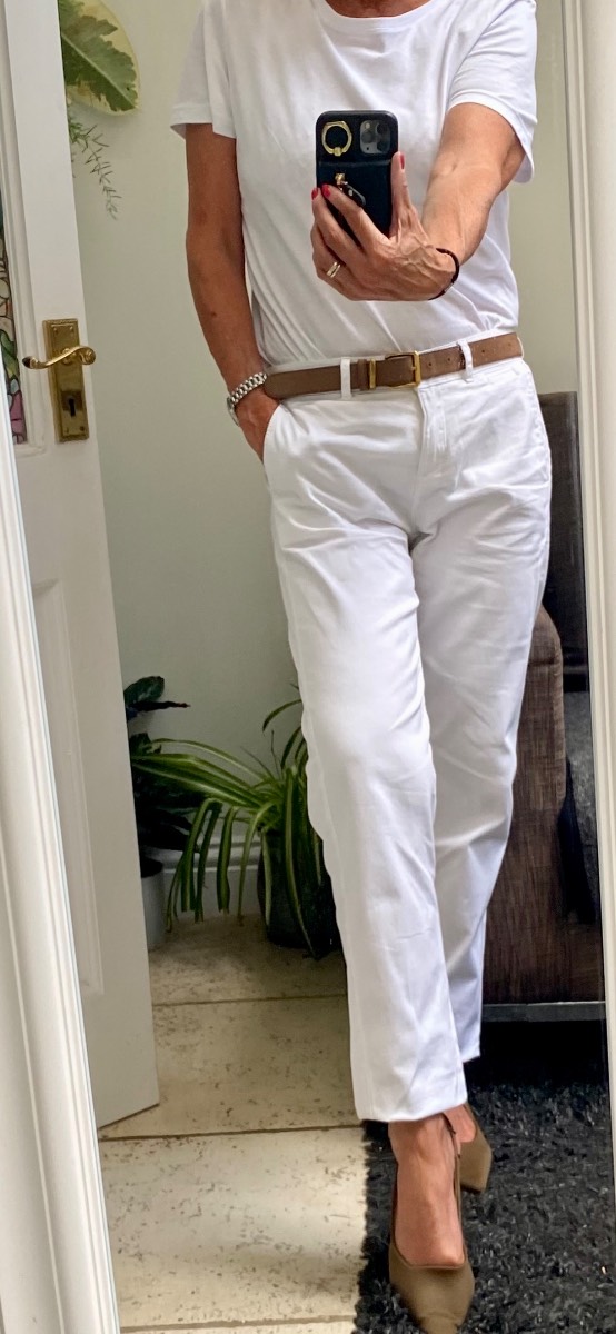 M&S summer white cotton trousers size 10 VGC