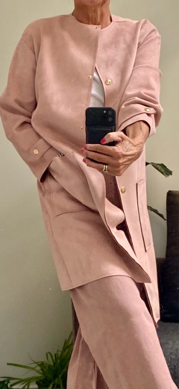 Zara duster coat faux suede pink size 8 VGC