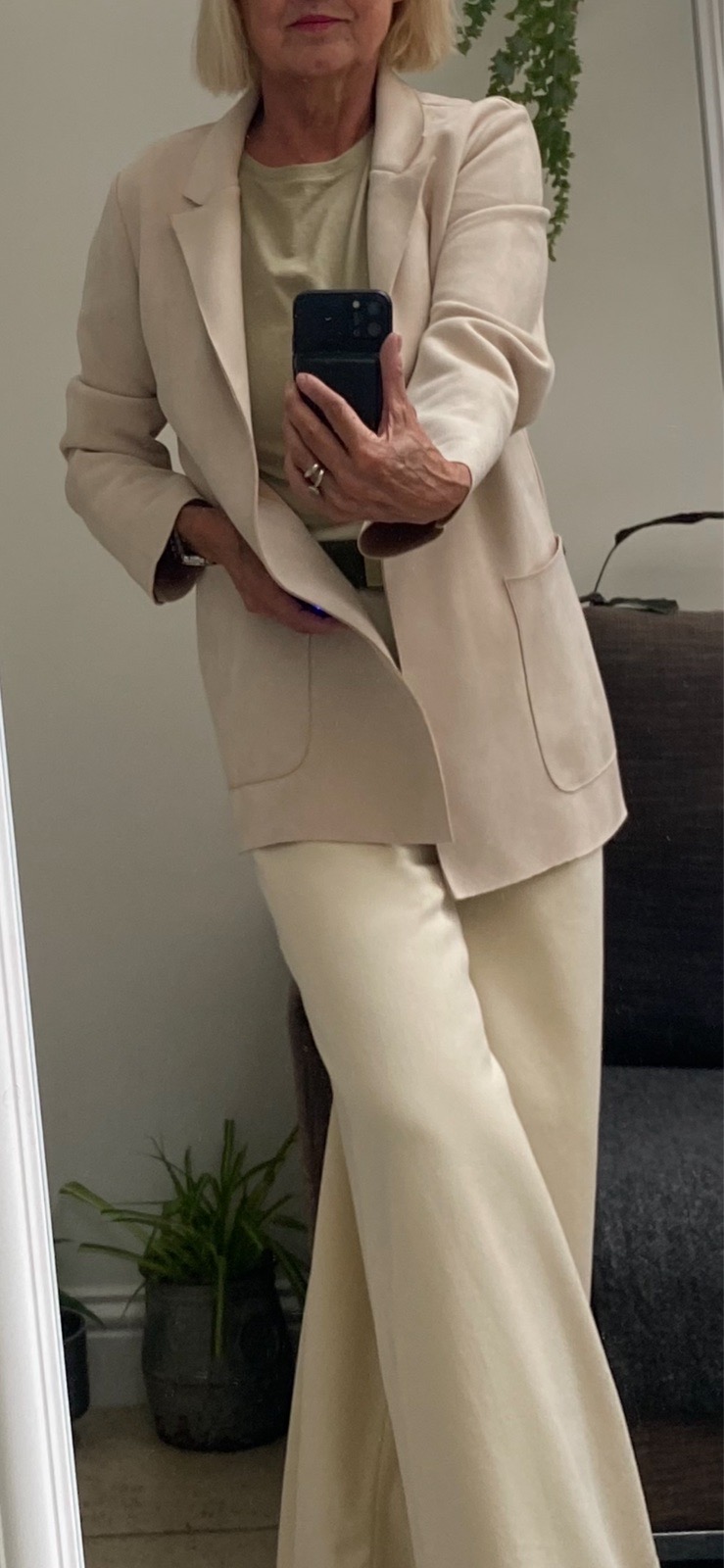 Zara faux suede  duster style jacket size 8 cream VGC