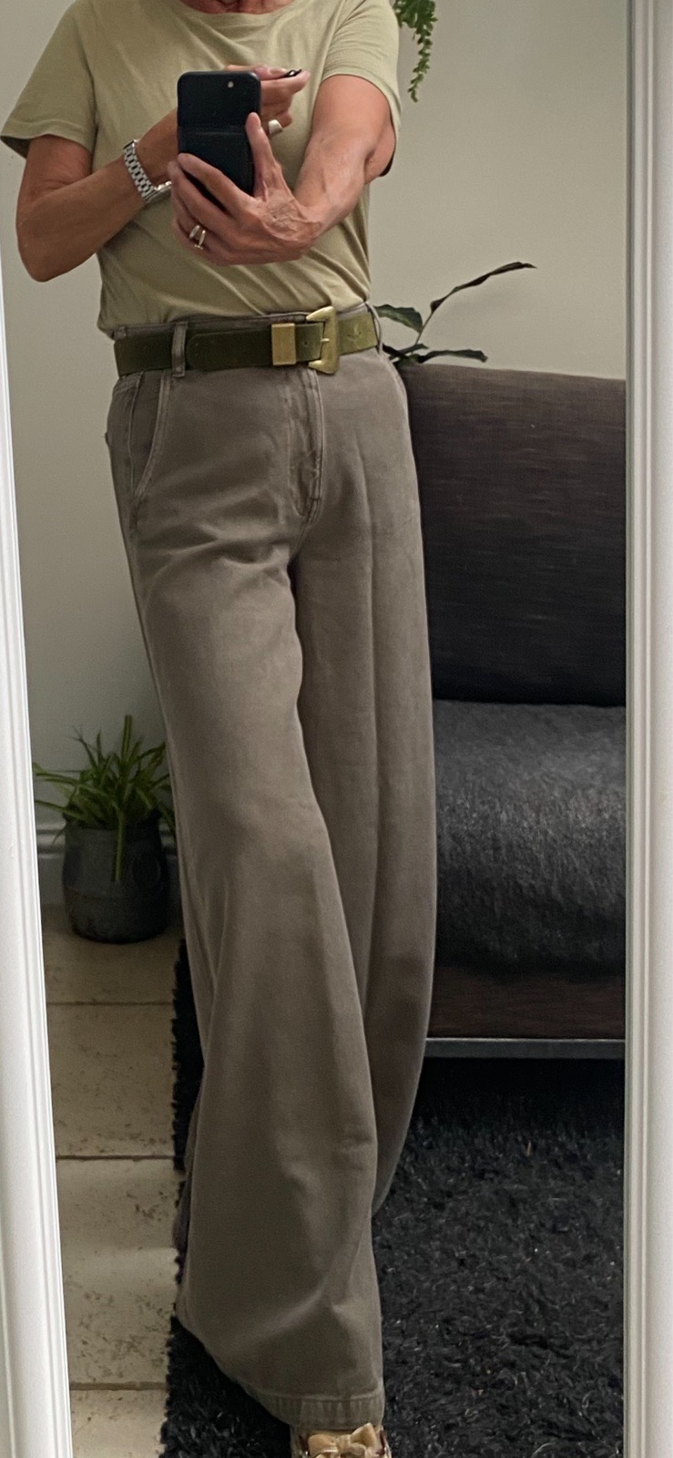 M&S palazzo jeans sable size 10R W30” L30” VGC