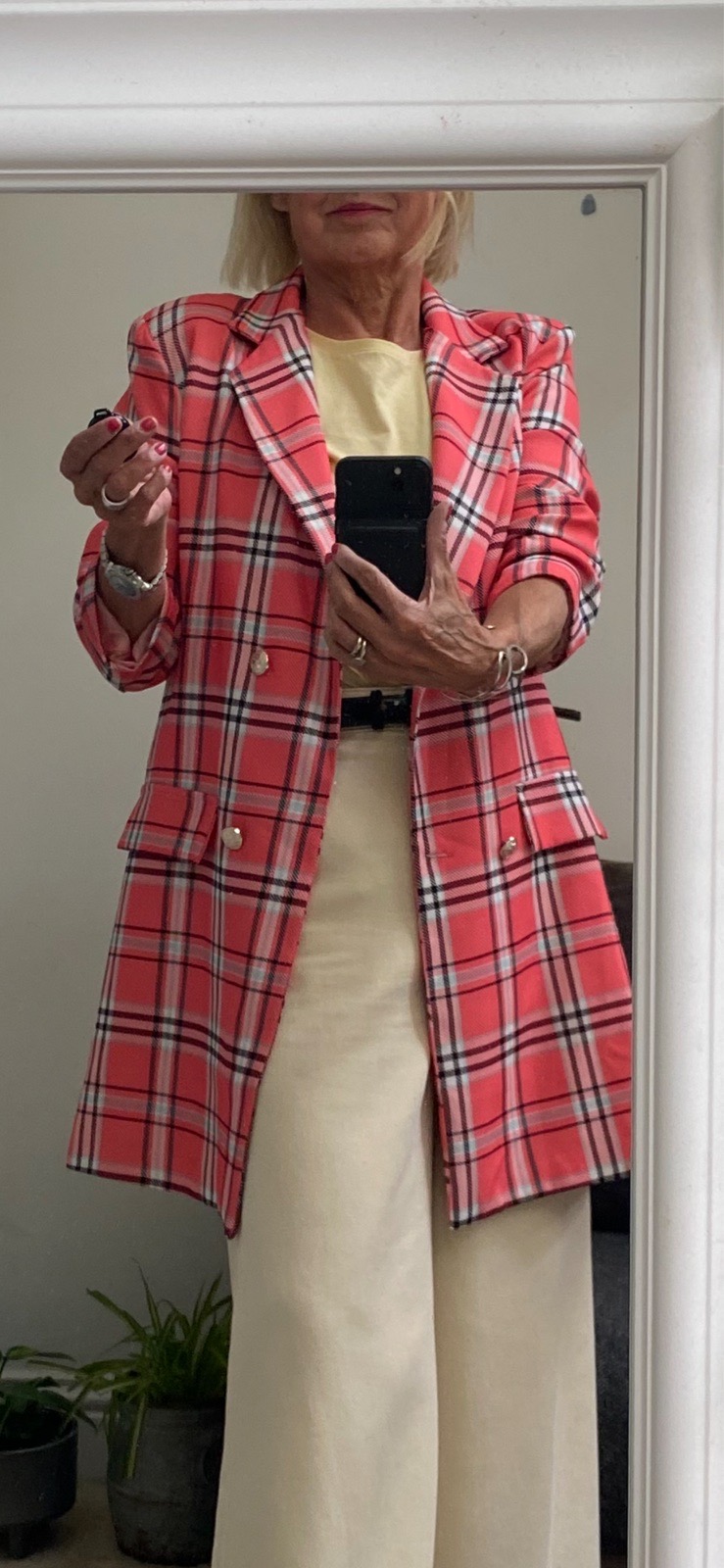 Boohoo blazer pink check size 10 VGC