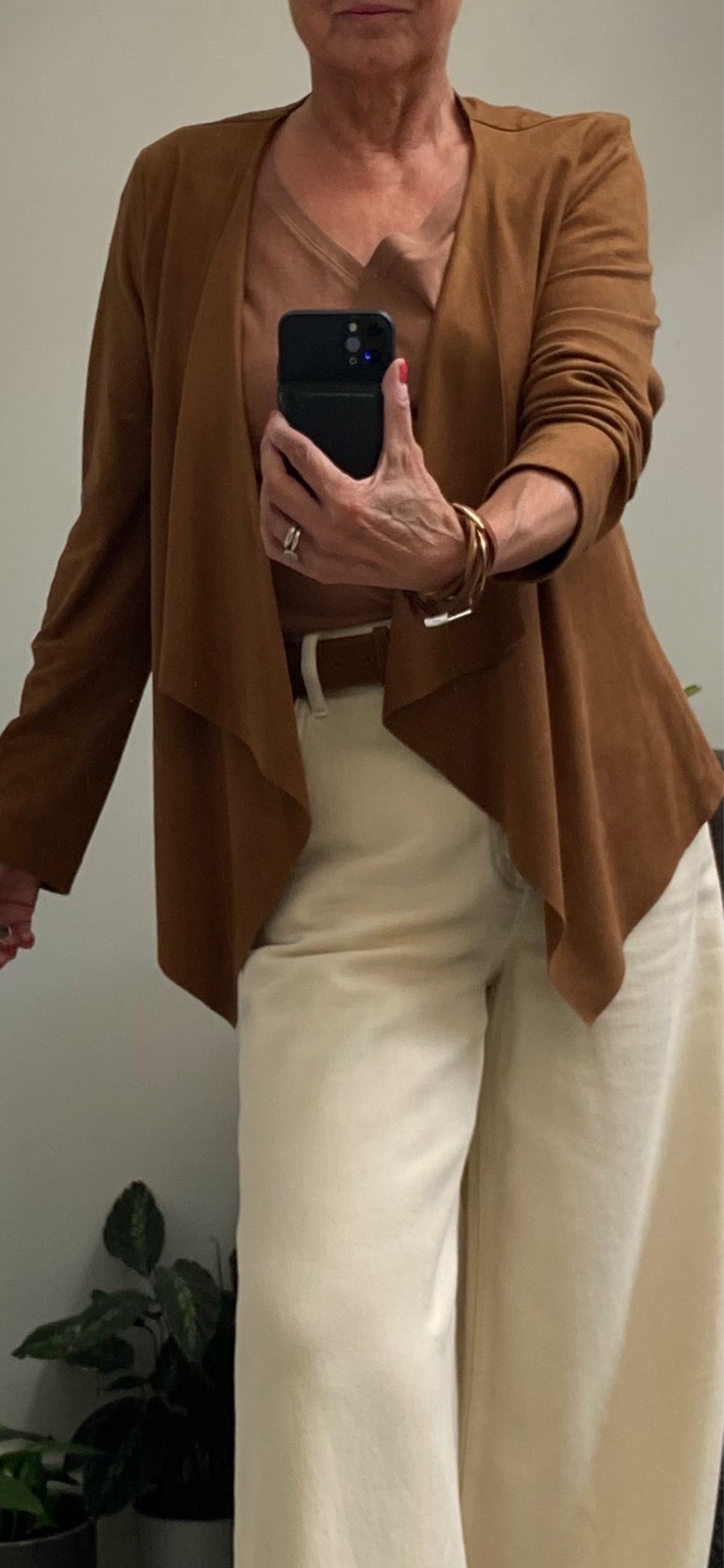 M&S waterfall faux suede jacket size 10 VGC