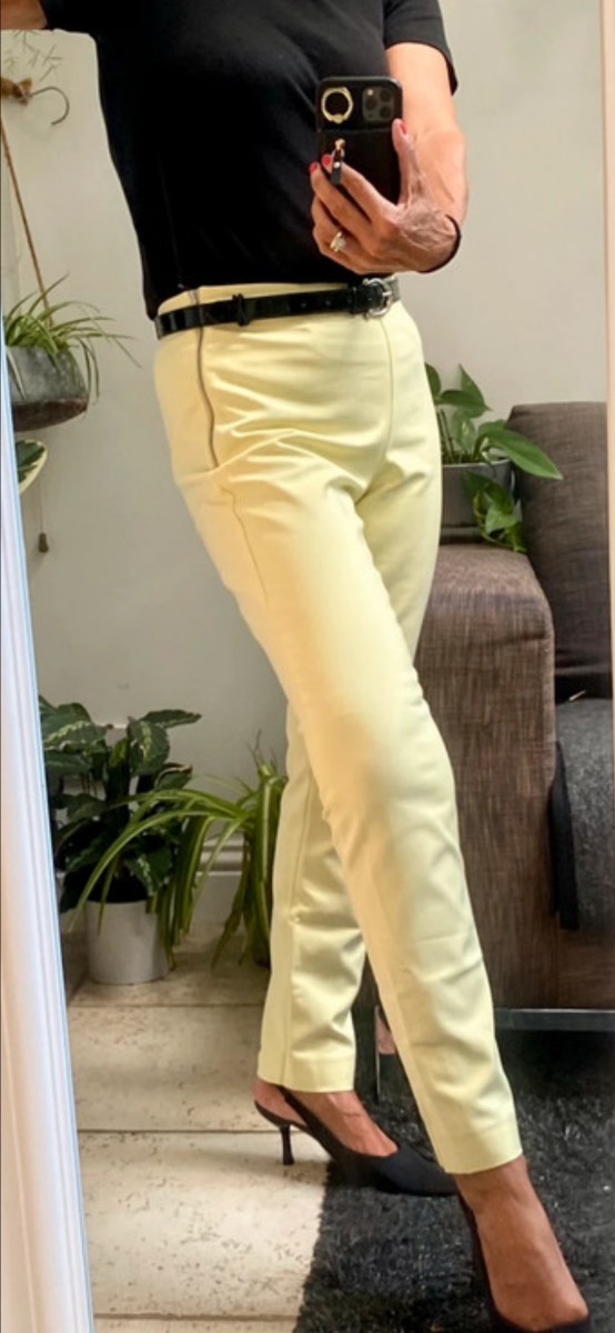 M&S yellow tailored trousers size 10L VGC