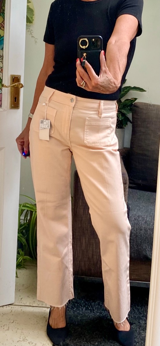 MNG flared sumner peachy pink jeans size 10 VGC