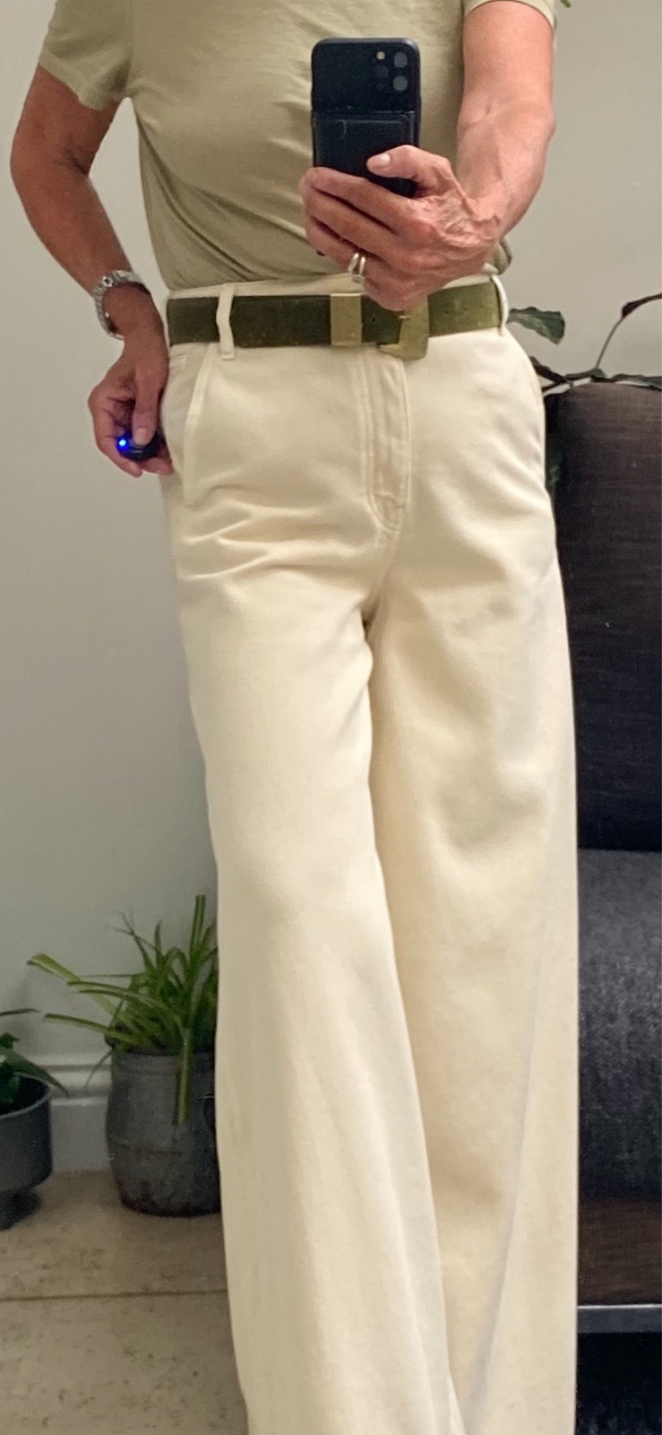 M&S palazzo jeans, cream size 10R VGC