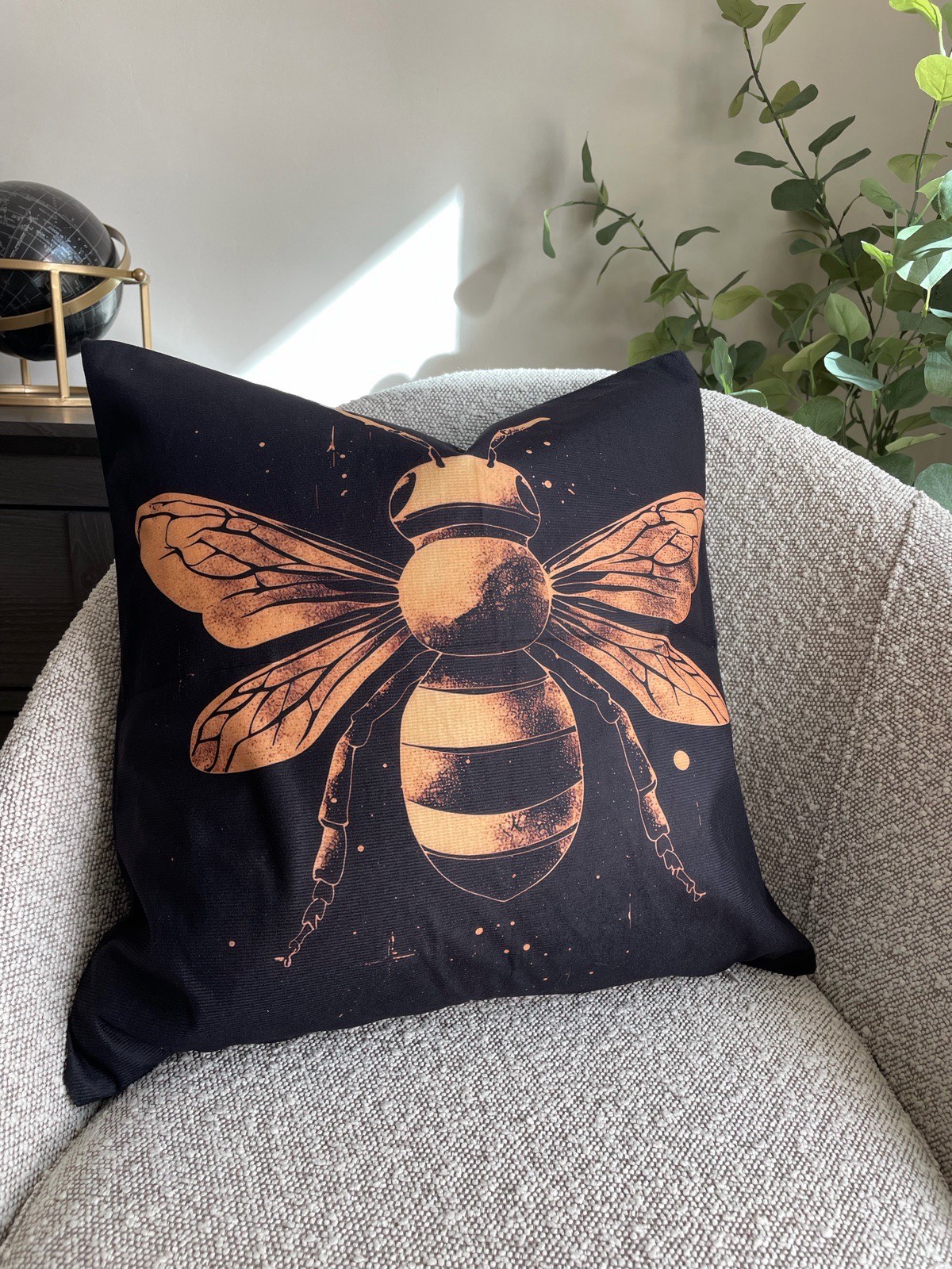 Bumblebee statement summer cushion cover interior home design