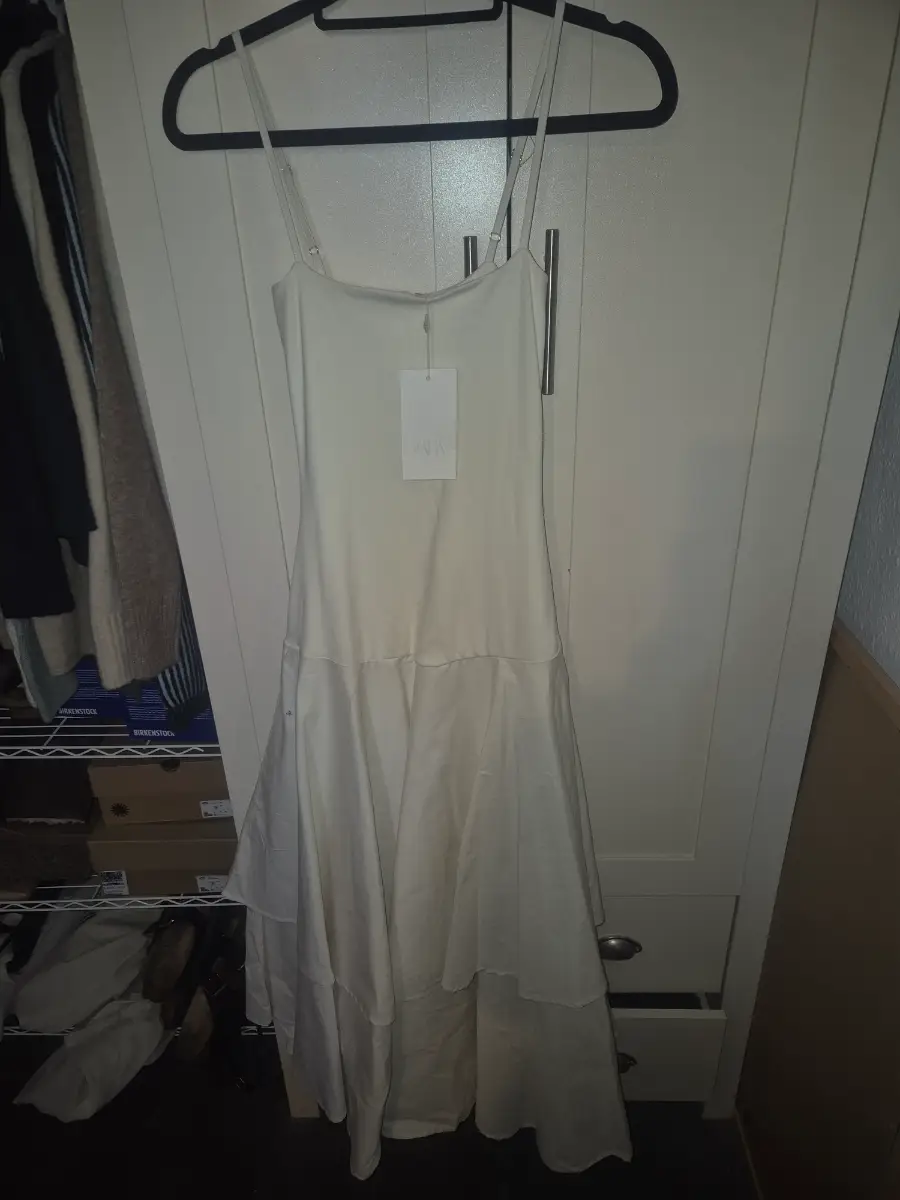 Zara cream white layeres skirt midi dress size small nwt