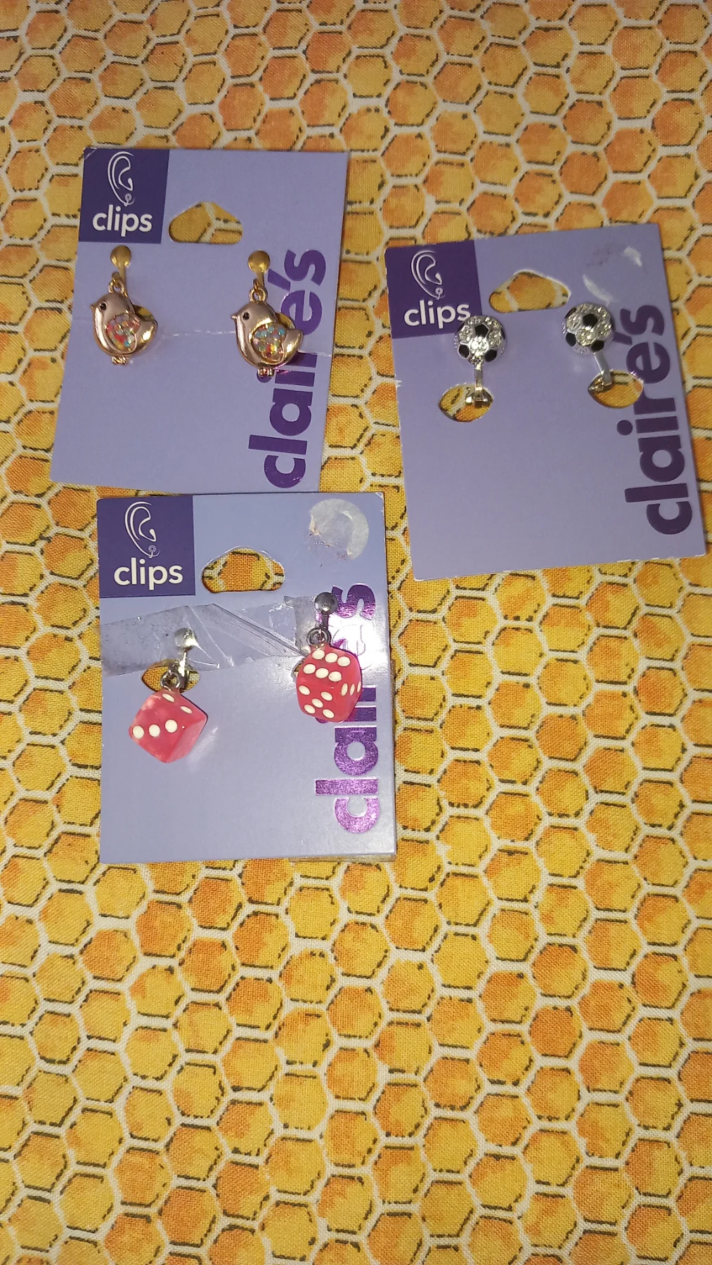 Bundle of 3 pair's of clip-on earrings