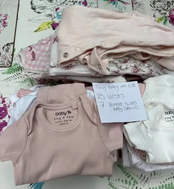 Job lot of 32 items tiny baby vests and baby grows upto 6lb