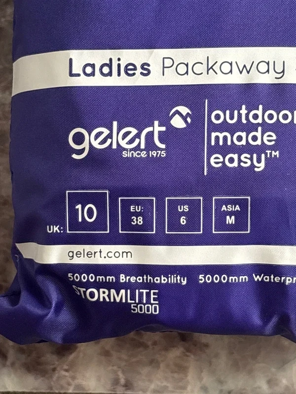 Gelert Stormlite 5000 Packaway Jacket Purple Woman’s UK 10 Waterproof to 5000mm New