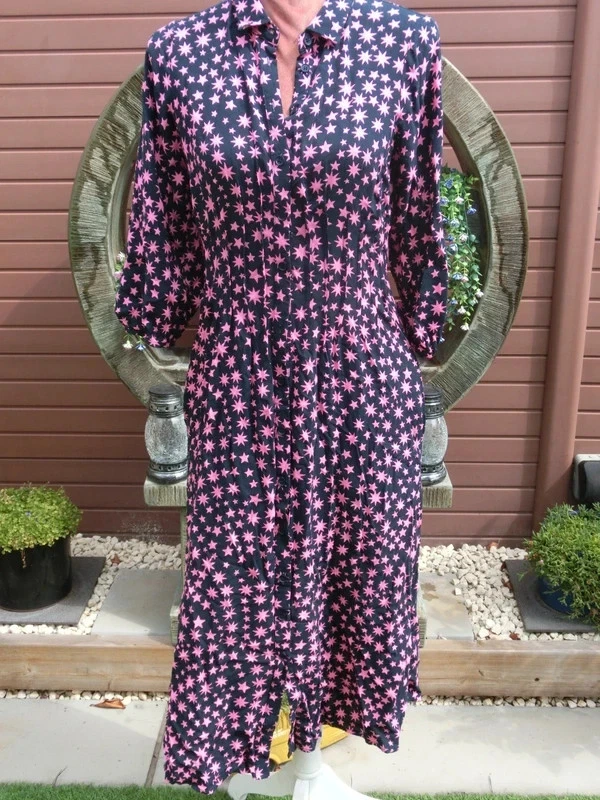 Hush Cindy Navy and Pink Star Shirt Dress Size 8