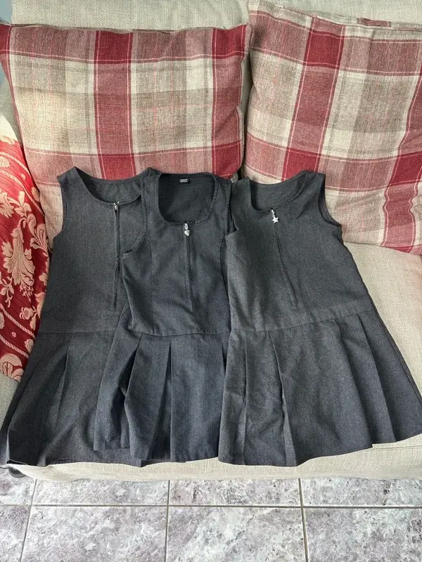 3 grey girls school dresses age 6
