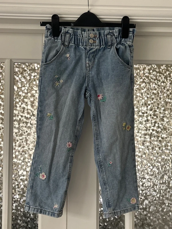 Girls Nutmeg Age 4-5 Floral Pattern Jeans