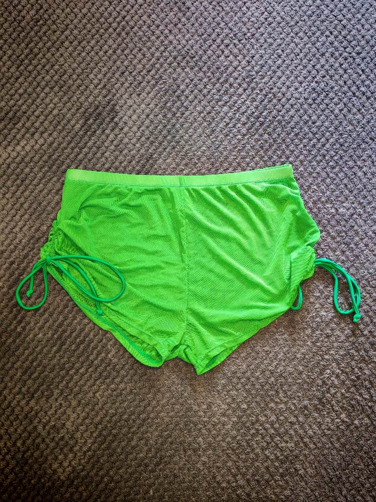 green pull string mesh beach swim wear cover up shorts