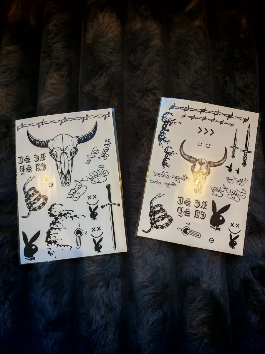 Temporary tattoo stickers gothic playboy emo